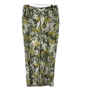Old Navy Pants Womens 3X Green Playa Wide Leg High Rise Tropical Palm Leaf NWT